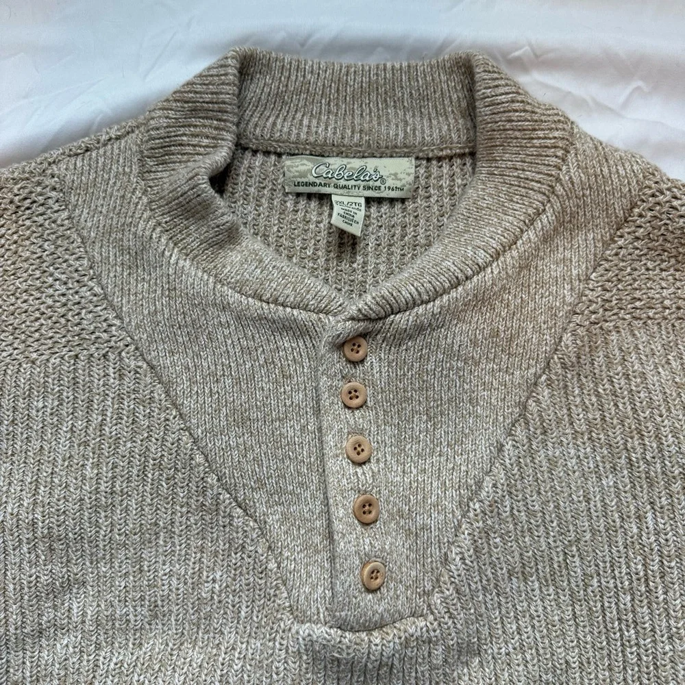 Cabela's Granola Brown Grandpacore Chunky Knit Fisherman Hunting Men’s Sweater